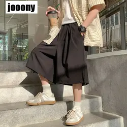 Simple Soft Summer Streetwear Korean Style Handsome Sporty Wide Leg Trousers Shorts Men Casual Breathable Cozy Fashion Daily