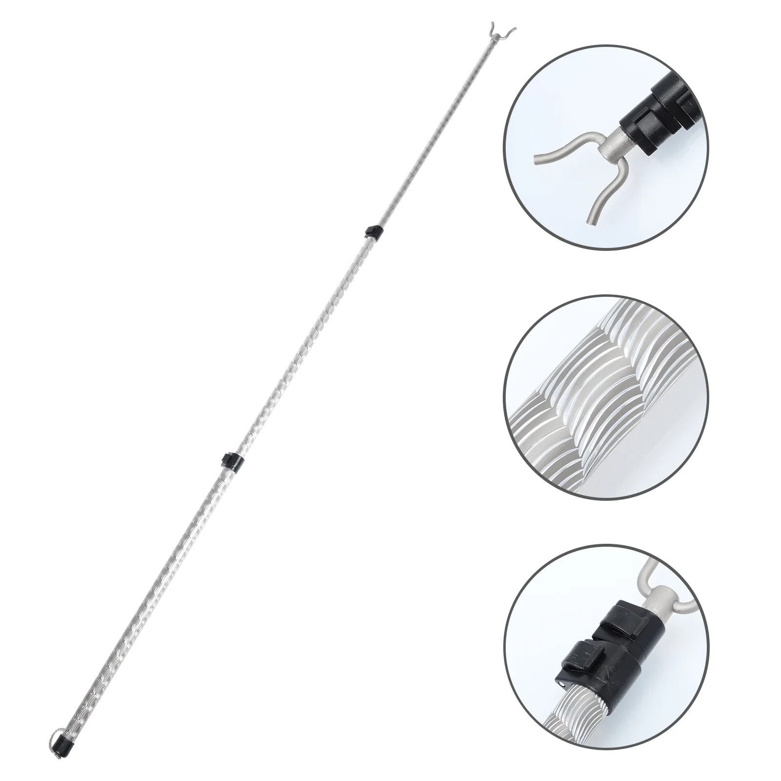 Clothes Pole Metal Clothing Rack Closet Reach Pole Extender Retractable Reaching Stick Alloy Telescopic Pole Hook