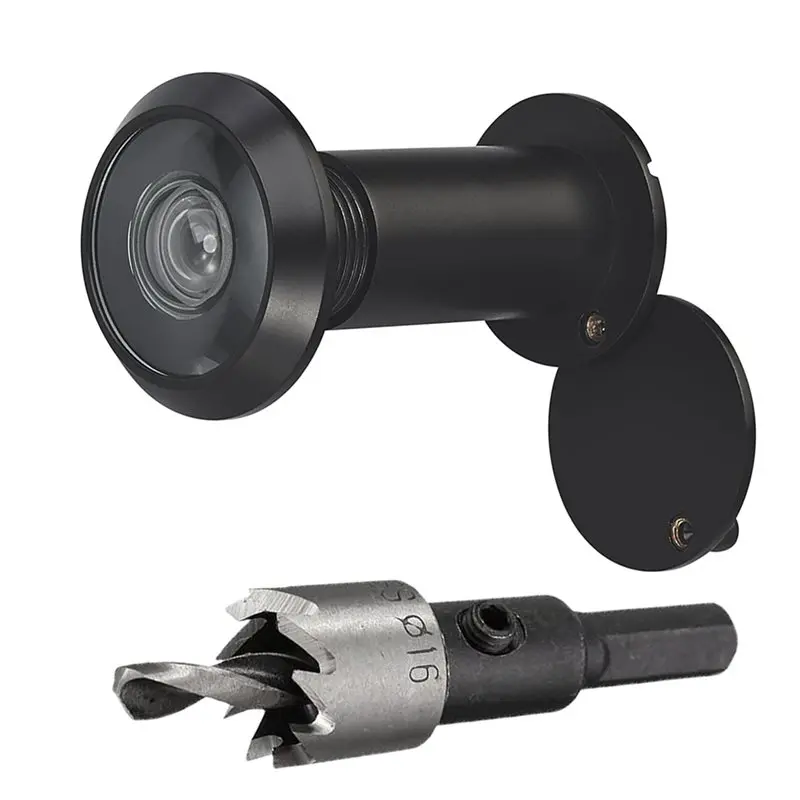 【FLASH DEAL】2X 220-Degree Solid Peep Holes For Door With 16Mm Drill Bit,0.63In Door Peephole For 1-3/8Inch To 2-1/6Inch