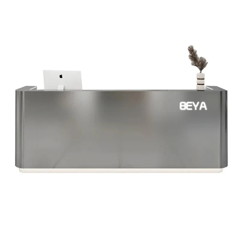 Hair Salon Stainless Steel Bar Light Luxury Cashier Shop and Restaurant Beauty Salon Reception Table