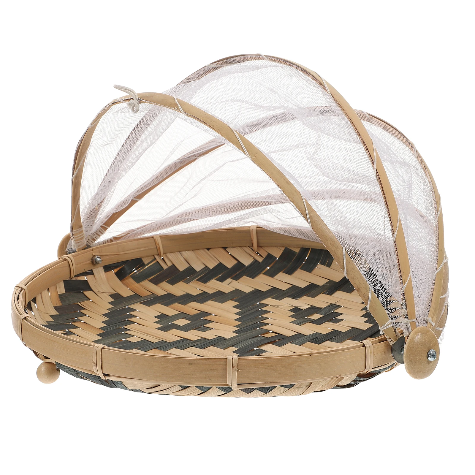 

Food Storage Container Bamboo Woven Basket Safe Sturdy Wear Resistant Cover Cake Dessert Snacks Hygienic Practical Housewarming
