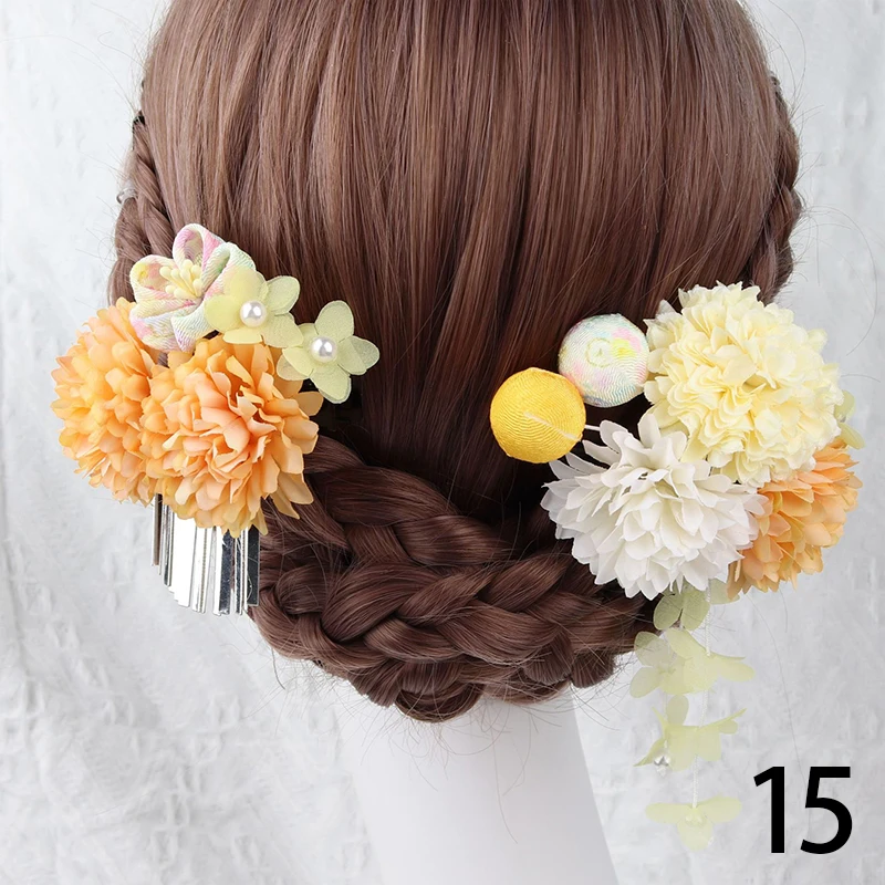 

Japanese Kimono Yukata Hair Accessories Artificial Hydrangea Tassel Barrette Party Summer Yukata Festvial Decor Headdress