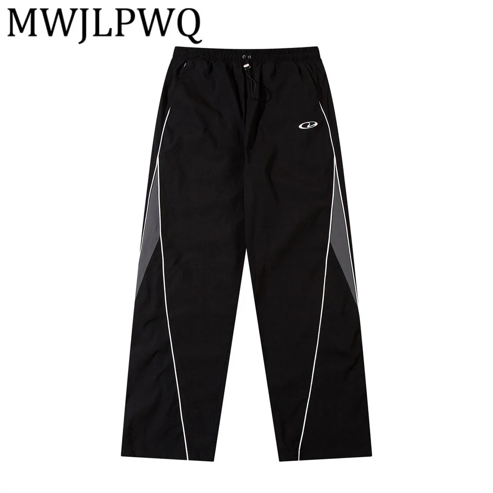 

MWJLPWQ Функциональные спортивные повседневные прямые брюки мужские свободные брюки с эластичной резинкой на талии в американском стиле с цветными блоками 21826