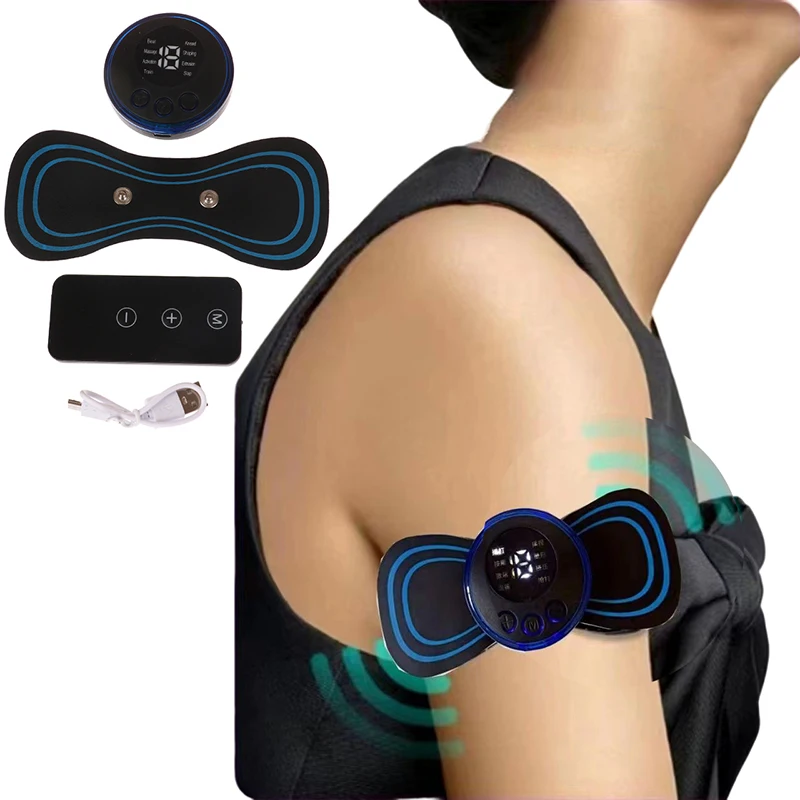 1 Set Portable EMS Neck Stretcher Electric Massager 8 Mode Cervical Massage Patch Pulse Muscle Stimulator Relief Pain 1-100HZ