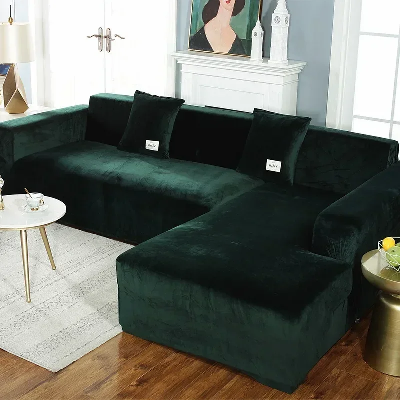 1/2/3/4 Seater Elastic Thick Velvet Sofa Cover, L Shaped Corner Sofa Cover for Living Room, Stretch Couch, Armchair, 소파 덮개