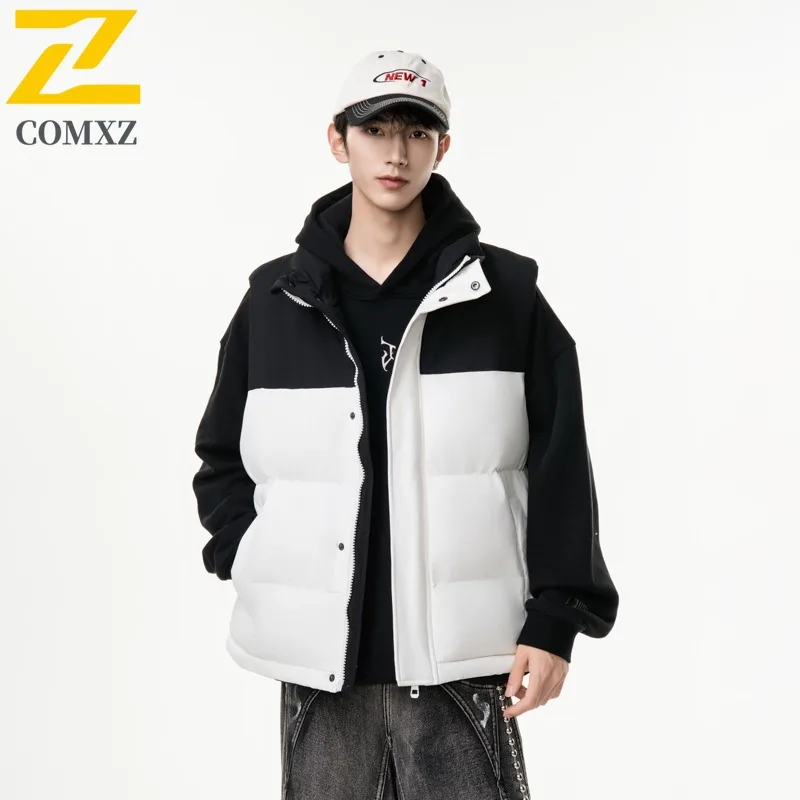 

COMXZ 2025 Winter New Fashion Trend Men Sleeveless Cotton Vest Padded American style Body Warmer Outdoor Sport Tactics Waistcoat
