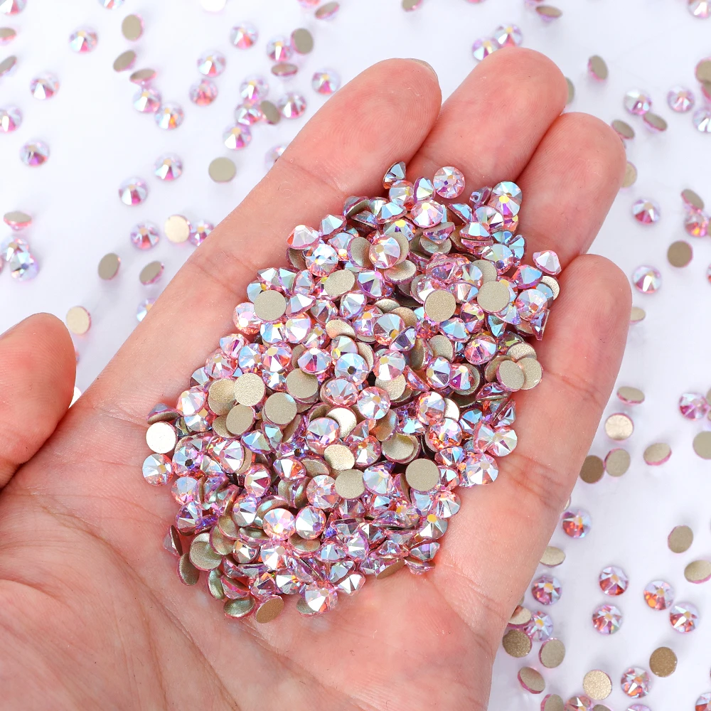 2088 rosa chiaro AB Non Hotfix strass di vetro Flatback cristalli colla di pietra su diamante Nail Art accessori panno strumenti fai da te