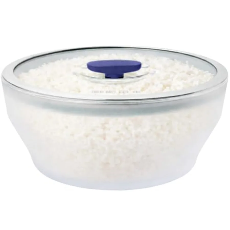 

12-Cup Microwave Rice Cooker Bowl with Lid Microwavable Safe Glass Cookware for Rice Grains and Vegetable Steaming - BPA Plasti
