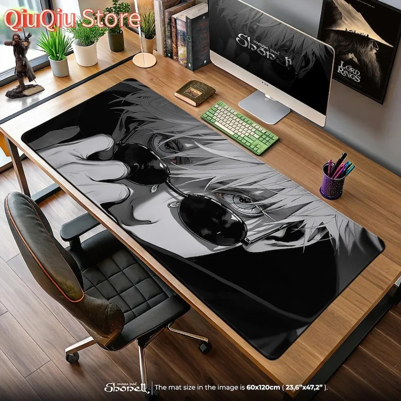 

Коврик для мыши с солнцезащитными очками Gojo Satoru — настольный коврик в стиле аниме Jujutsu Kaisen в монохромном стиле — гладкий подарок для установки отаку