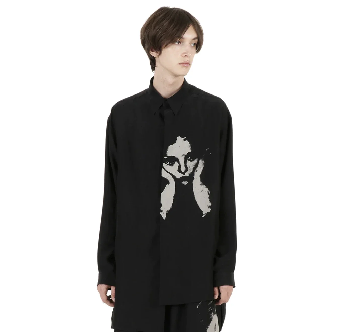 

YOJI OOAK Шелковая атласная шелковая повседневная рубашка с принтом разряда, силуэт, рубашка больших размеров, легкая и тонкая