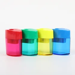 1 PCs Double Hole Plastic Pencil Sharpener Manual Square Sharpener Pencil Sharpener Transparent Portable Pencil Sharpener