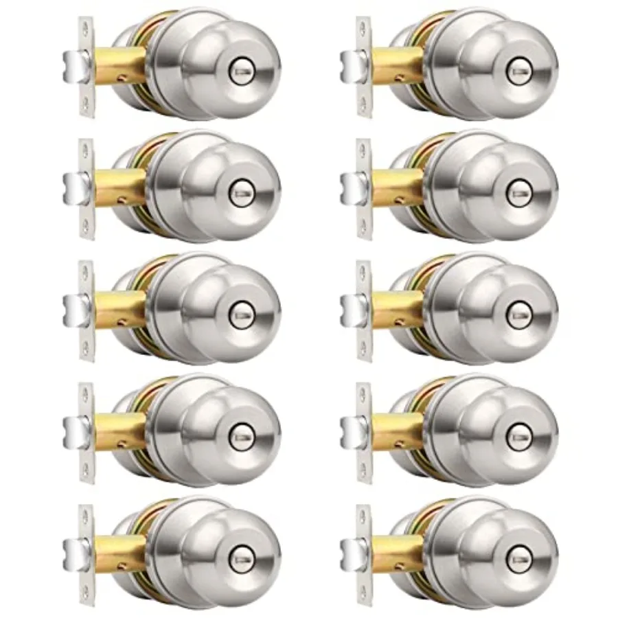 

Bedroom Bathroom Door Knobs Door Handles, Interior Door Knobs Locks Privacy Door Knobs Stainless Steel, 0