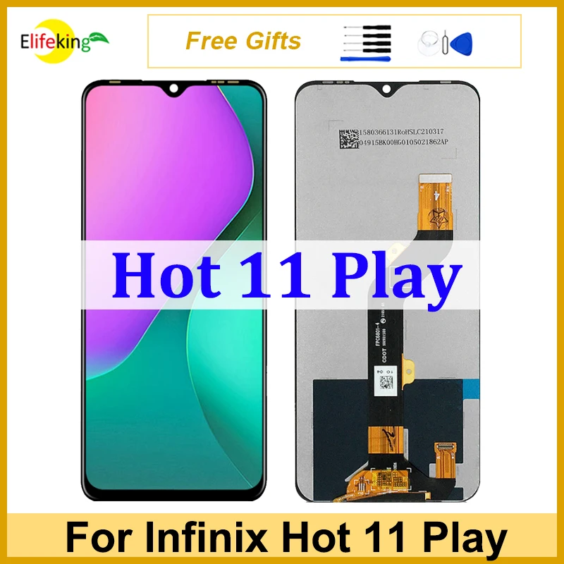 6.82'' Original LCD For Infinix Hot 11 Play Display Screen Touch Panel Digitizer Assembly Replacement Phone Repair 100% Tested