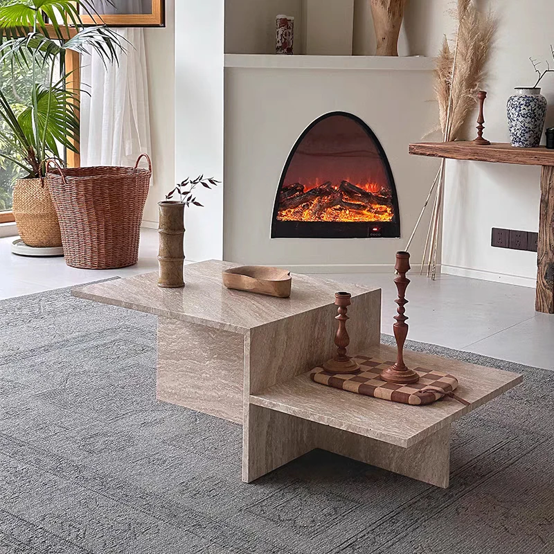 xc-Italian Minimalist Stone Coffee Table Creative Irregular Shaped Tea Table Home Living Room Tea Table for Small Apartments*