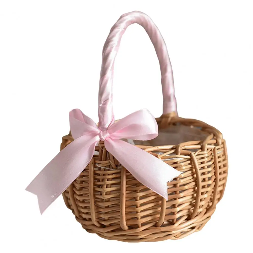 Wicker Rattan Flower Basket Odor-preventing Storage Solution Hand Woven Rattan Storage Basket with Handle for Home Wedding Decor