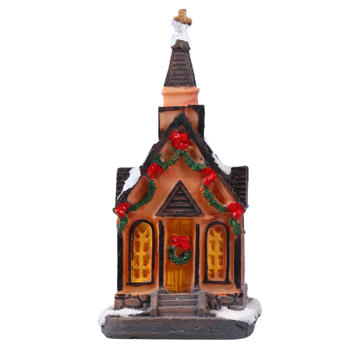 

1Pcs Christmas Luminous House Resin Villa LED Light Ornament Winter Holiday Decoration Xmas Desktop Party Accent