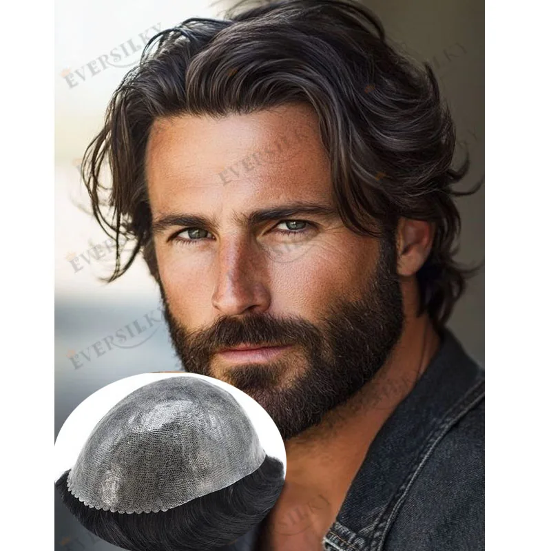 

Мужской парик-система из натуральных волос Реми, 6 дюймов, с естественной линией роста волос, коричневый, черный, серый, для пожилых мужчин, силиконовый протез, накладка на голову