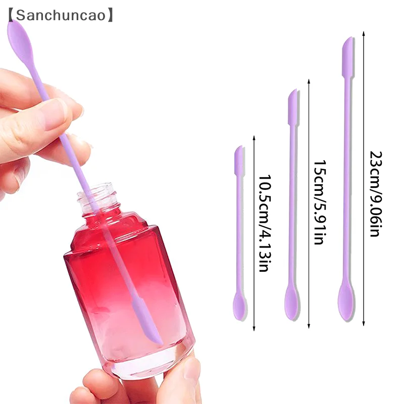 [San]: مجموعة ملعقة سيليكون مكونة من 3 قطع مكشطة برأسين لمستحضرات التجميل كريم مربى زجاجة عميقة ملعقة صغيرة طرف مطول لمكياج السبا أيضًا