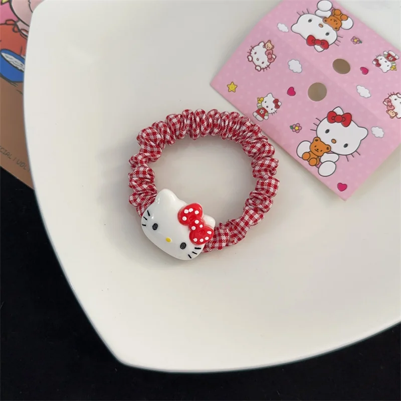 2Pcs Hello Kitty Hair Rope Cute Girl Cartoon Rubber Band Kids Girl Hair Accessories