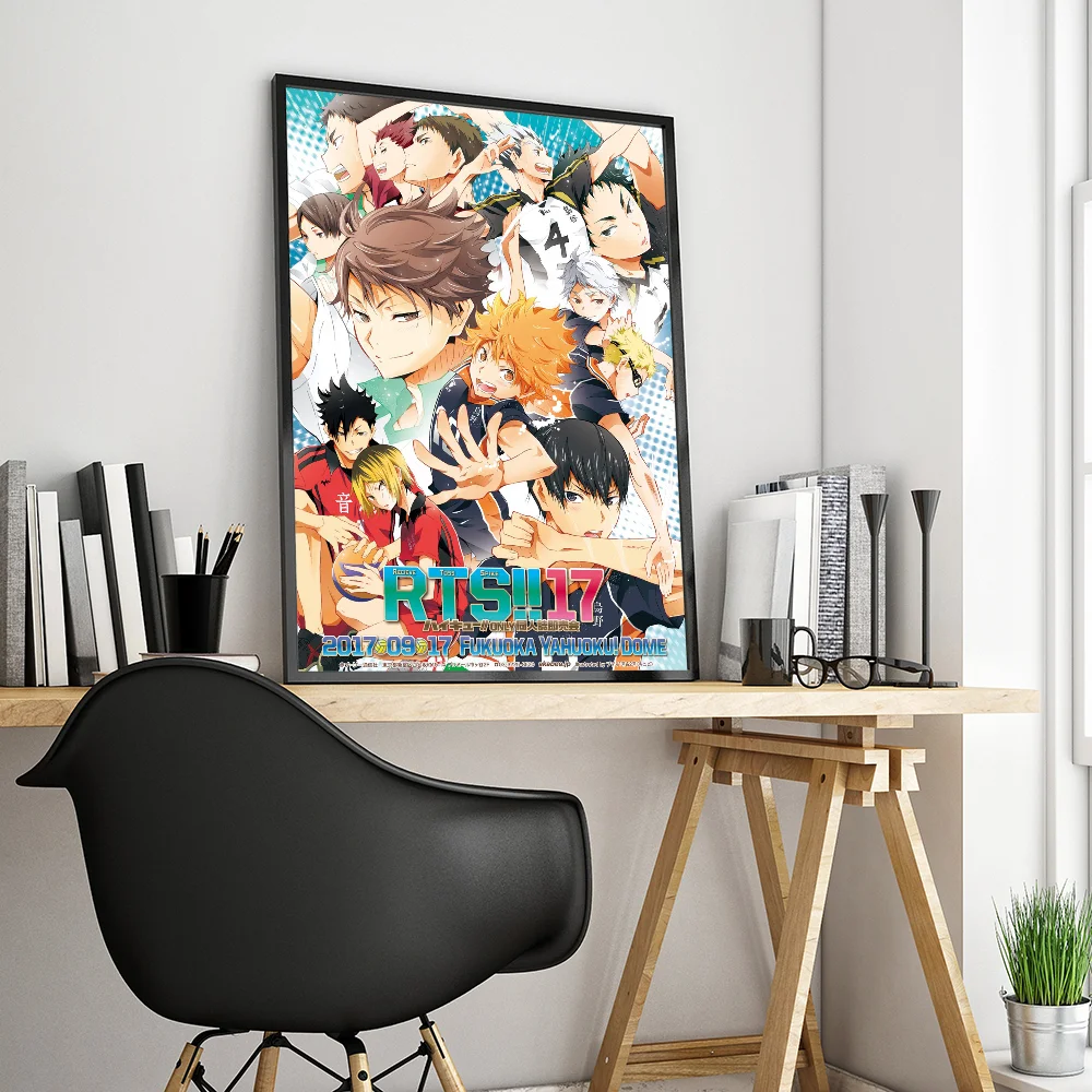 ¡Haikyuu! Póster de Anime de dibujos animados de Japón, pegatina de papel impermeable, cafetería, Bar, carteles, pegatinas de pared