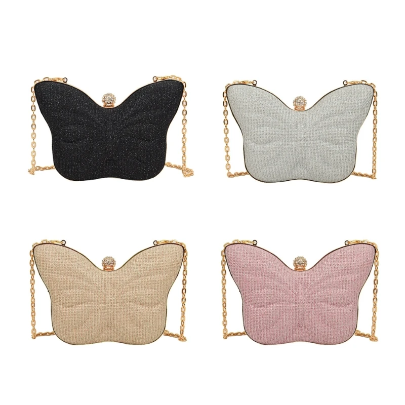 

Butterfly Shaped Crossbody Bag Sparkling Small Clutch Bag Evening Bag Wedding Handbag Detachable Chain Mini Shoulder Bag 066F