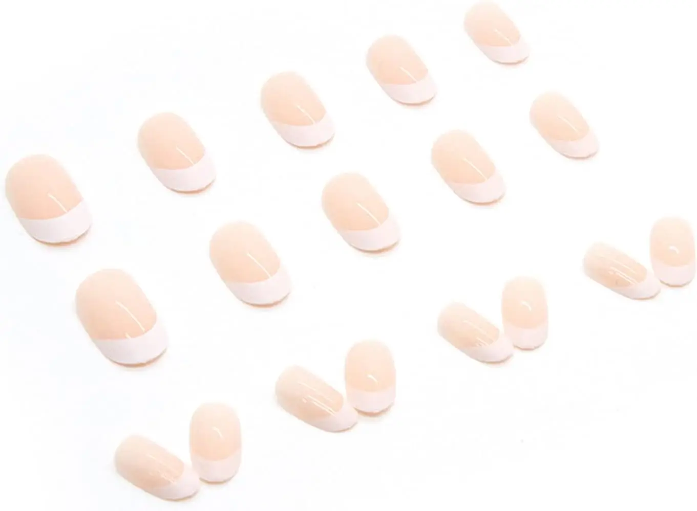 Short  Almond French Tip Nude White Press on Nails Designs Glossy Removable  Set with Glue Stickers  Acrylic Full Cover Stick