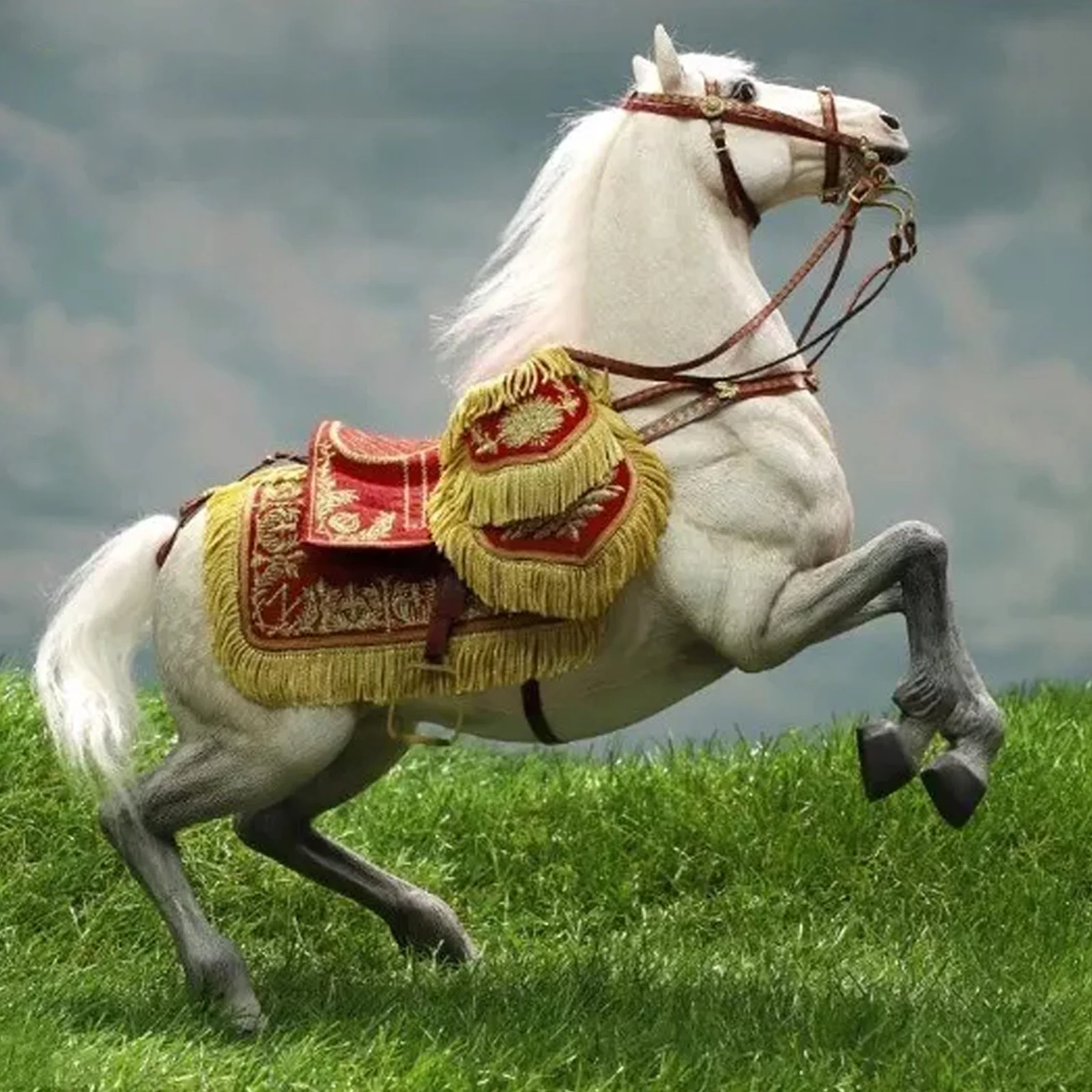 نموذج حصان عسكري بمقياس 1/6 - E60078 شخصية خيول الفرسان الثابتة مع حزام جلدي وسرج لشخصية العمل مقاس 12 بوصة