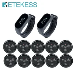 Retekess-Wireless Waiter Calling System, impermeável Assista Receptores, Botões de Chamada para Restaurante, Café Bar, 2 TD112, 10 TD032 Pager