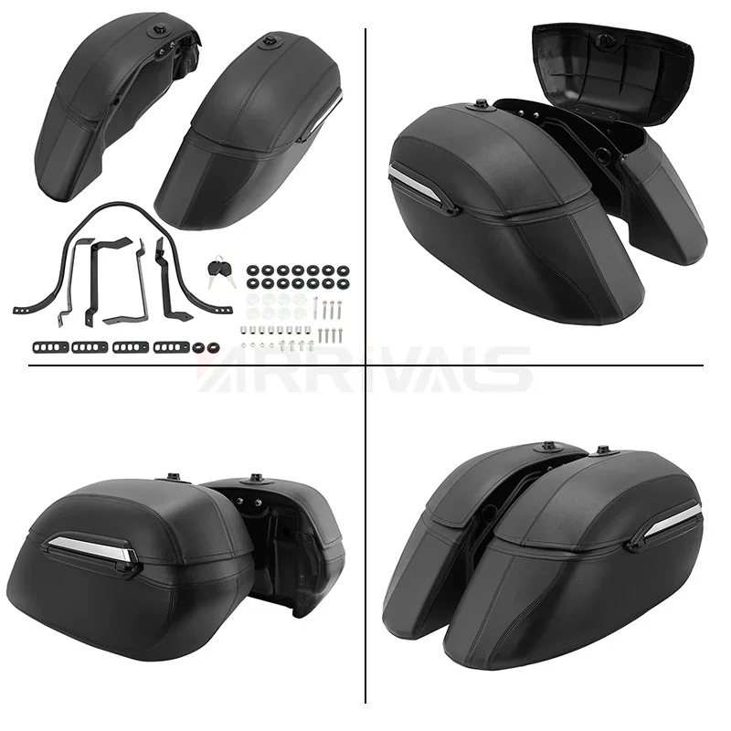 Universal Motorcycle Classic Hard Bags Saddlebags Heavy Duty Mounting Kit Black For Harley Touring Softail For Suzuki For BMW