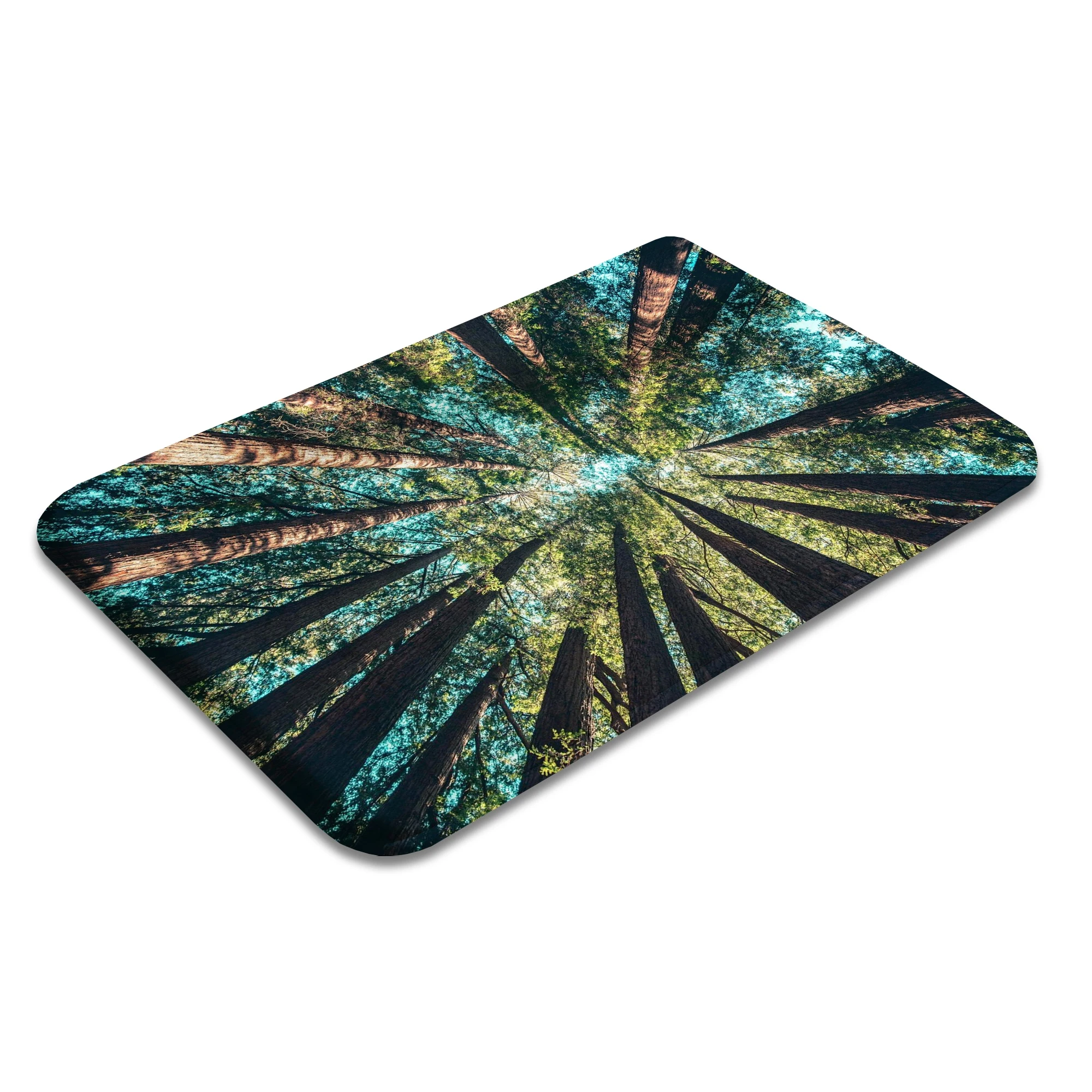 Tall Tree Forest Canopy Bath Mat Water Absorbent Quick Dry Anti-Slip Shower Rug Floor Carpet for Bathroom Home Decor