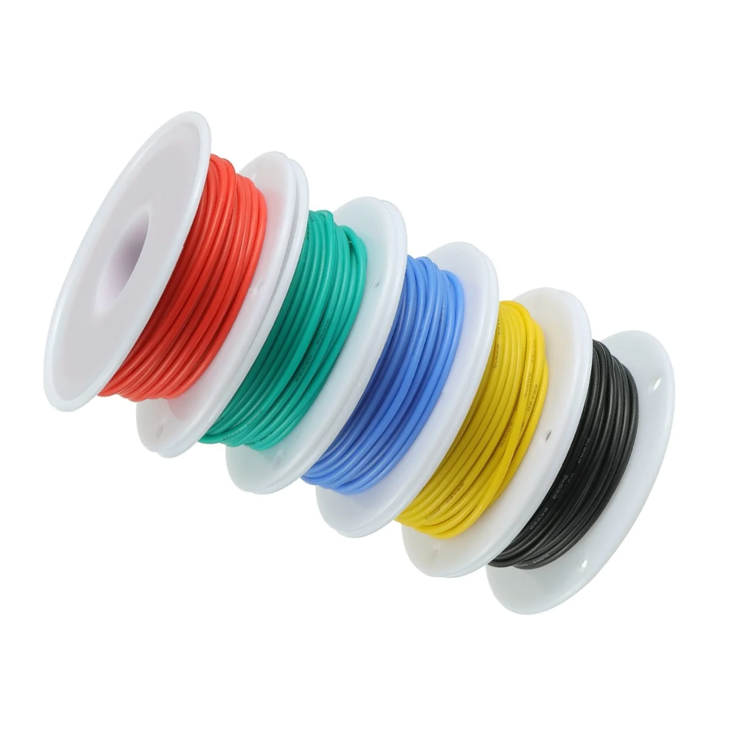 Silicone Wire Tinned Copper 28 26 24 22 20 18AWG DIY LED Electronic Cable 5Mx5Roll