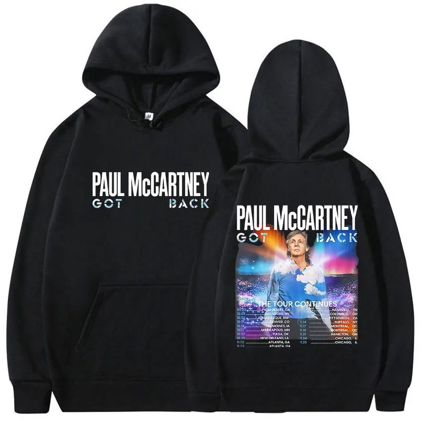 Rock Paul McCartney Got Back Tour Album 2025 Sudadera con capucha gráfica para hombre Sudadera retro de gran tamaño Rock Gothic Sudadera con capucha de lana de manga larga