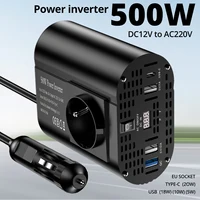 400W/500W/1500W DC12V a AC 220V 50HZ inversor de coche convertidor portátil de voltaje de energía solar para coche, TYPE-C, USB y enchufes de la UE