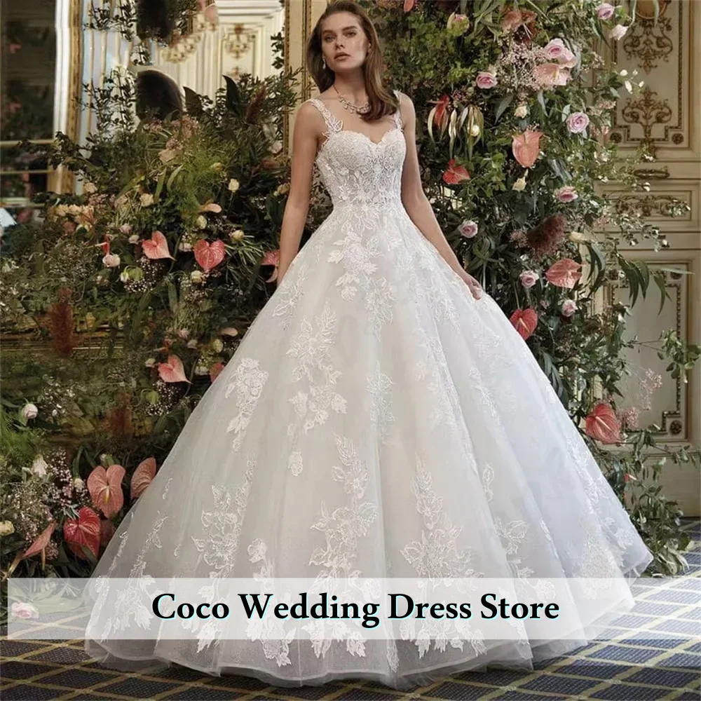 Customized Gorgeous Lace Appliques Sweetheart Wedding Dresses Spaghetti Straps A Line Wedding Dresses Court Train Bridal Gowns