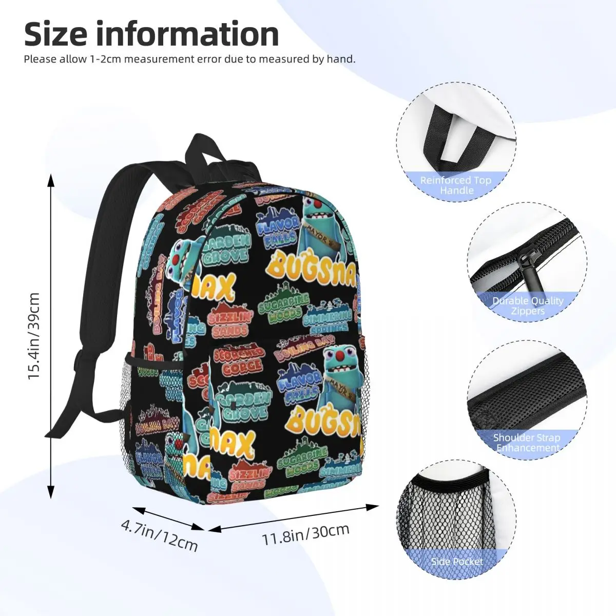 Bugsnax Locations Fan Art Pack Black Kinda Bug Backpacks Teenager Bookbag Children School Bags Laptop Rucksack Shoulder Bag