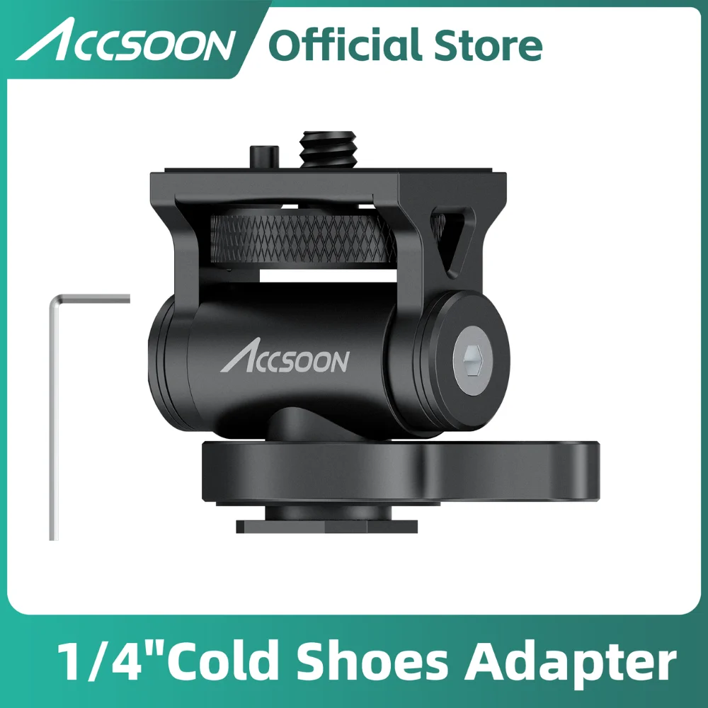 Адаптер для холодного башмака с головкой штатива Accsoon нагрузка 1,5 кг кронштейн для крепления 180 градусов регулируемый винт 1/4 дюйма для аксессуаров камеры