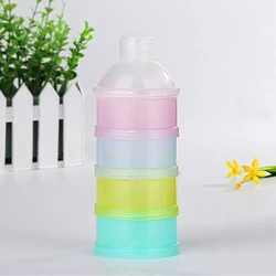4 Grid portable multi-color milk powder box container for toddlers Baby snacks food storage box Formula dispenser Milk powder bo