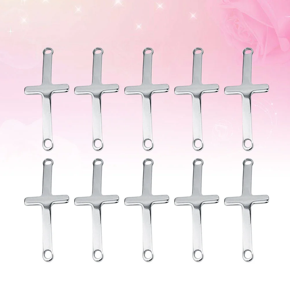 

10pcs Stainless Steel Cross Shape Pendant DIY Jewelry Making Accessories for Necklace Bracelet (Silver)