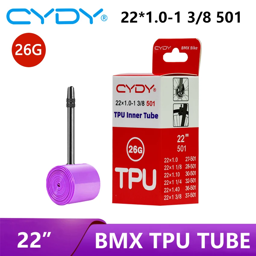 CYDY الدراجة بولي TPU كاميرا الأنبوب الداخلي 22 "501 22x1.0 1 1/8 1.1 1 1/4 1.4 1 3/8 بوصة صمام 45/65 مللي متر BMX إطار دراجة هوائية الإطارات