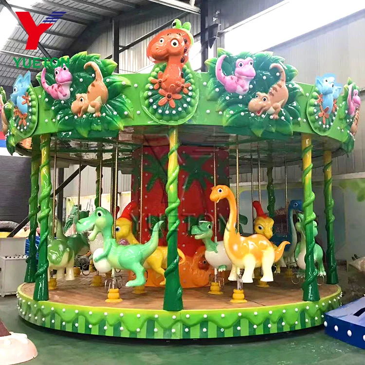 تصميم منخفض التكلفة معدات تسلية للأطفال 16 مقعدًا لركوب الدراجات الدائرية على شكل ديناصور مرحًا دائريًا للملاهي