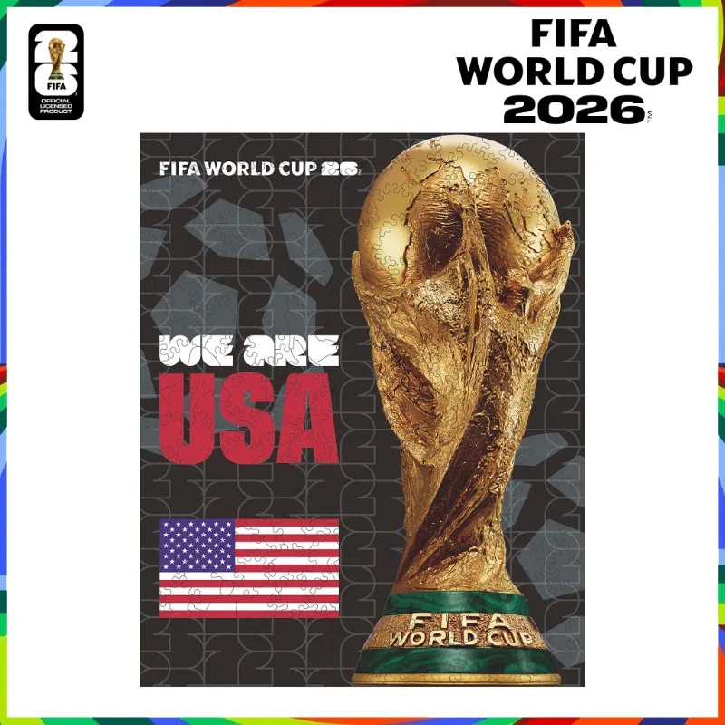 FIFA World Cup USA Trophy Theme Wooden Jigsaw Puzzle Soccer Match Pattern Assembly Puzzle Home Collection Gift for Football Fans