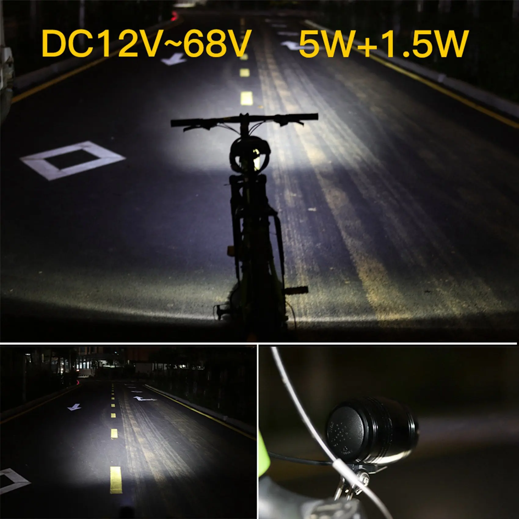 

AEF6-2X Ebike Headlight And Rear Light Set Input 24V 36V 48V 56V E-Bike LED Lamp Electric Bicycle Headlight And Tail Lights