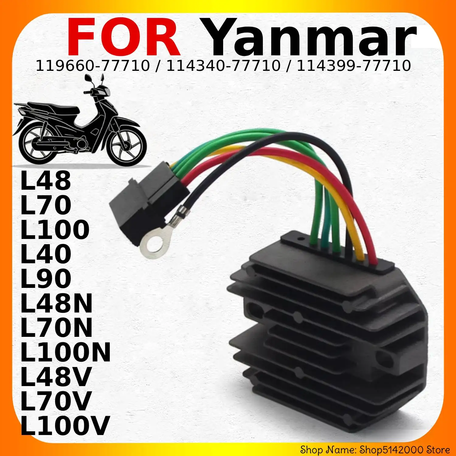 12V Voltage Regulator Rectifier For Yanmar L48 L70 L100 L40 L90 L48N L70N L100N L48V L70V L100V OEM:119660-77710 Motorcycle Part