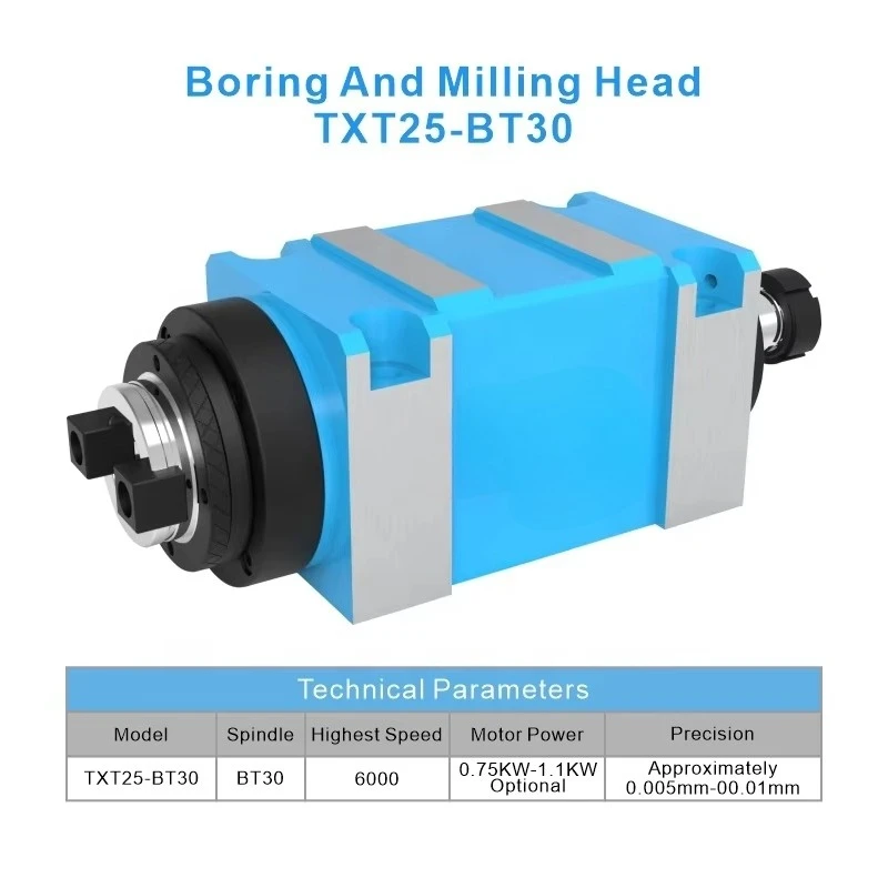 Side Cutting Boring Milling Spindle Power Head with 1 Year Warranty Accuracy 0.005-0.01mm 220V 6000 RPM