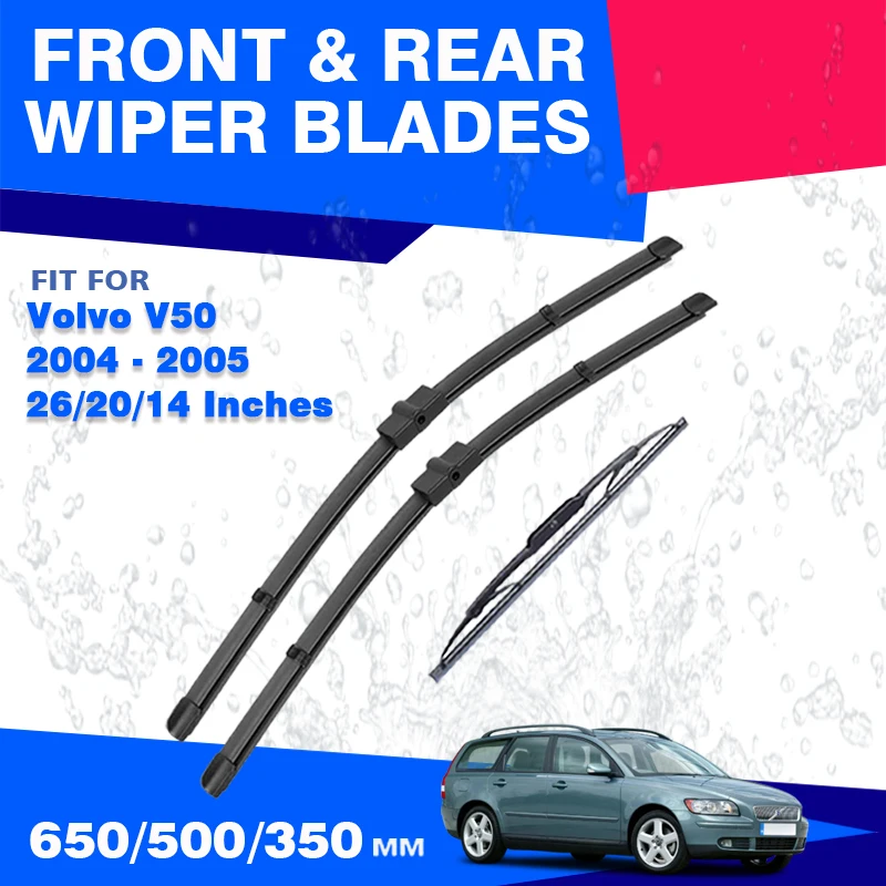 For Volvo V50 2003 - 2005 Front Rear Wiper Blades Windshield Windscreen Cleaning Window Rubber Brushes 26