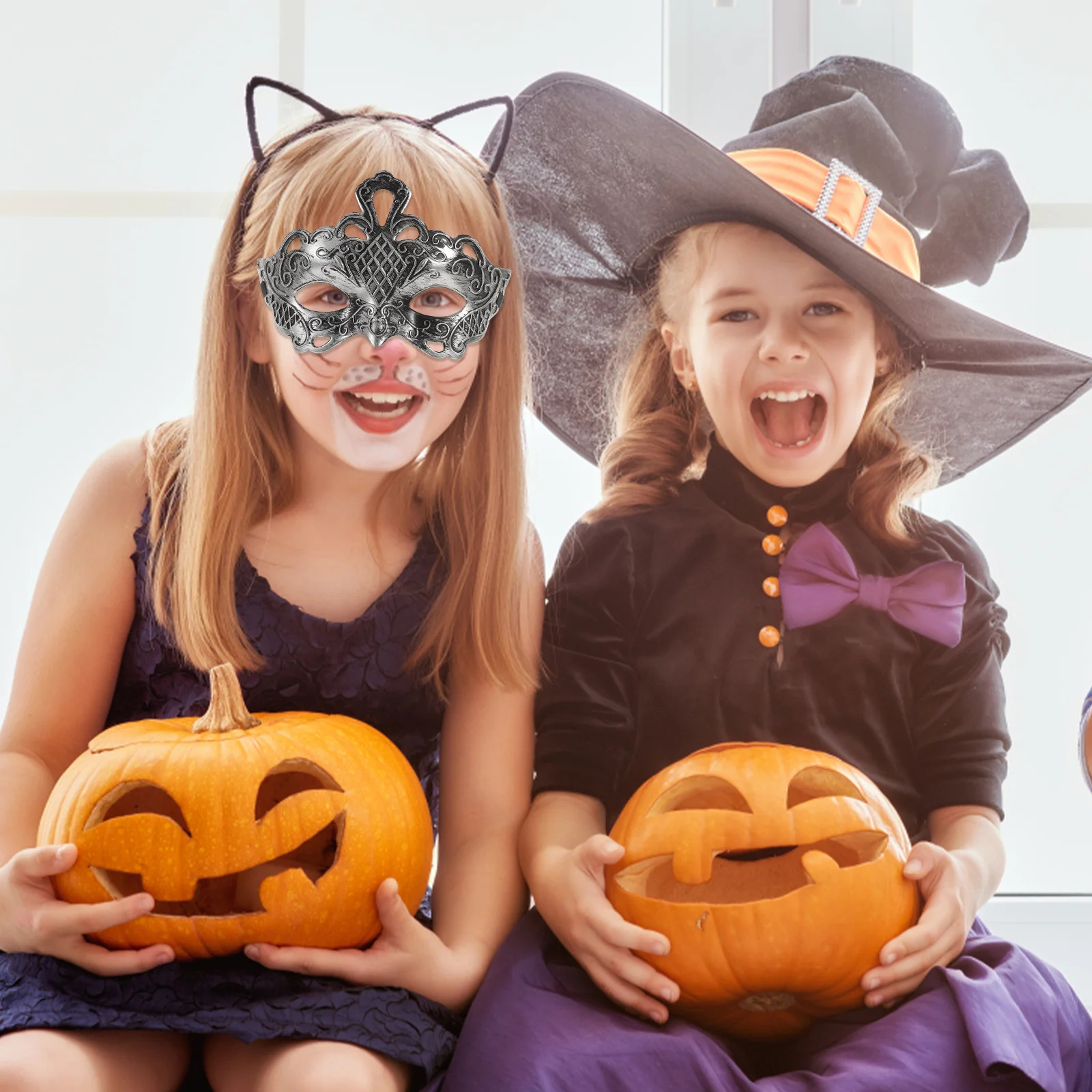 6 szt. Maseczek Vintage na Maskaradę Srebrne Półmaski Halloween Mardi Gras Kostium Cosplay Impreza Srebrna Maska Maskaradowa