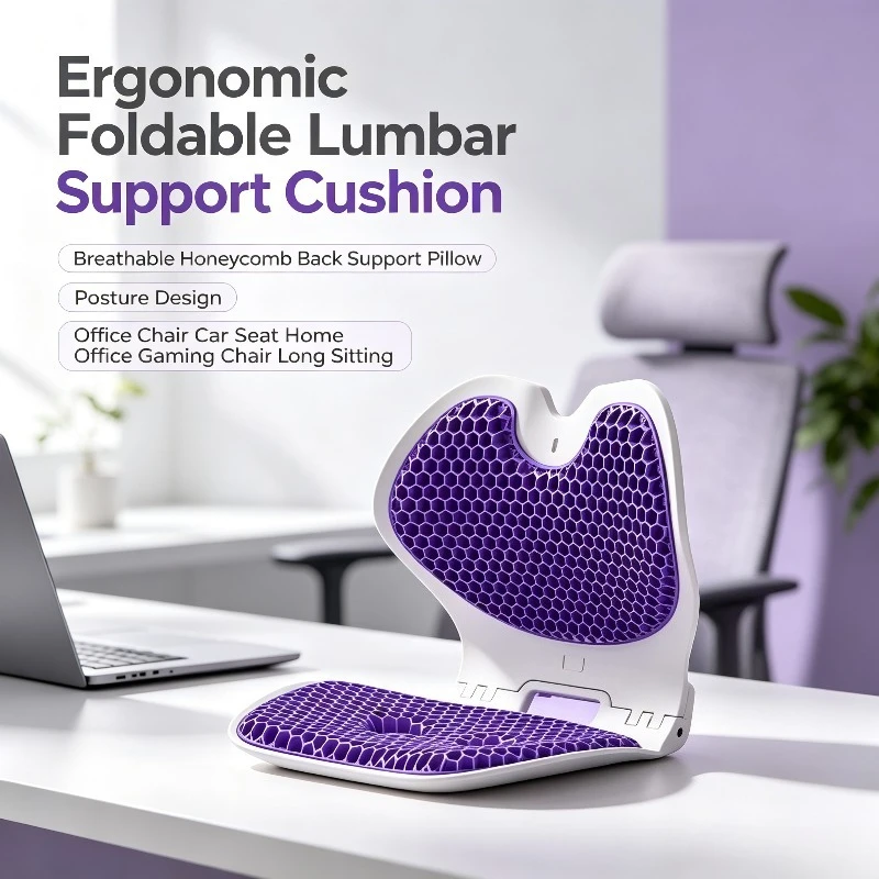 Ergonomic Lumbar Support Cushion, Breathable Honeycomb Back Support Pillow with Posture Design for Office Chair and Car Seat