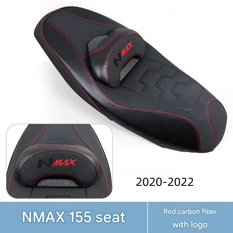 For NMAX155 2020-2022 Carbon Textured Modified Saddle With Backrest Water Resistant Surface Reduce Road Vibration Discomfort