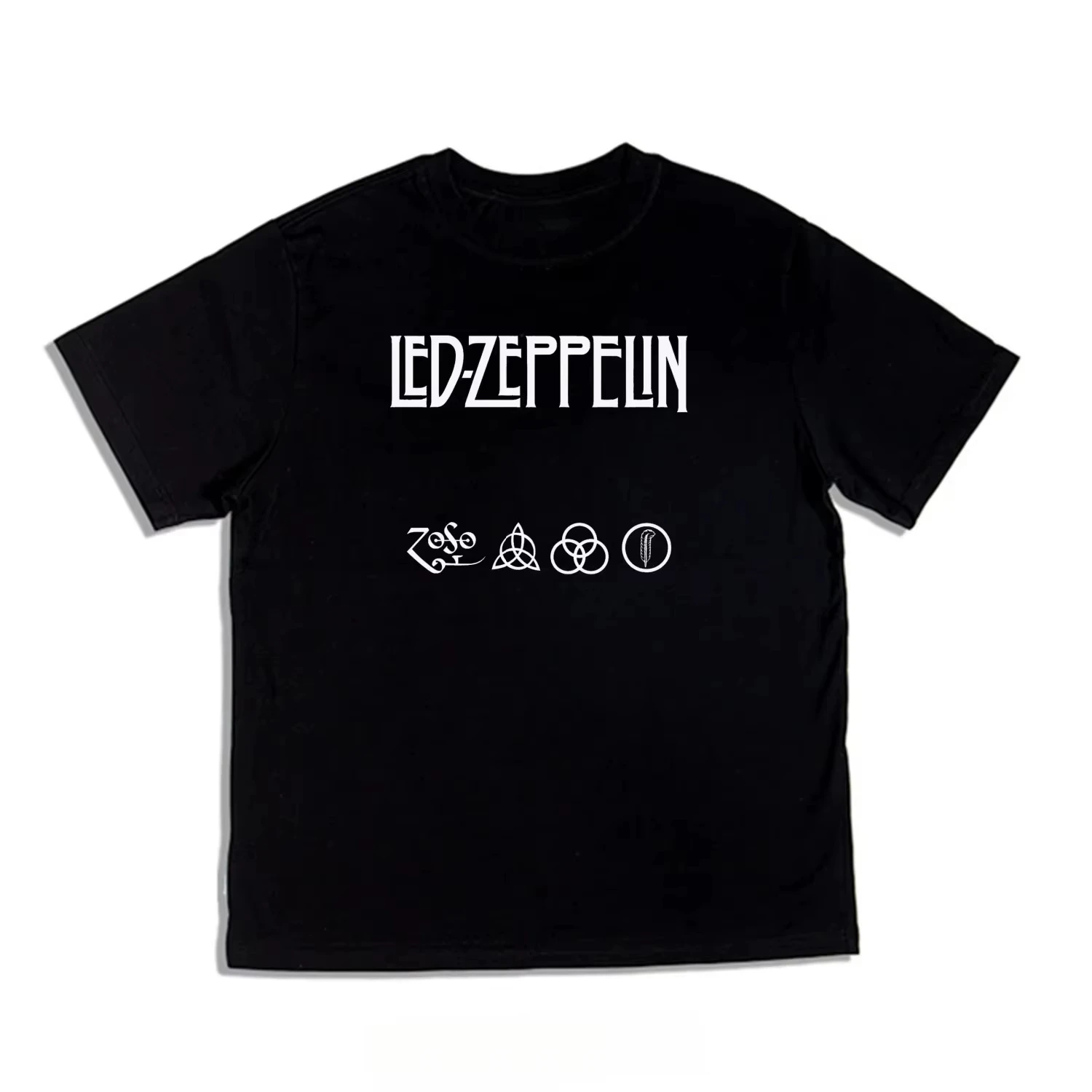 2026 New Cool Led Zeppelin Swan Song Icarus Four Symbols White Band Graphic T-Shirt Cotton Men Women Streetwear Te