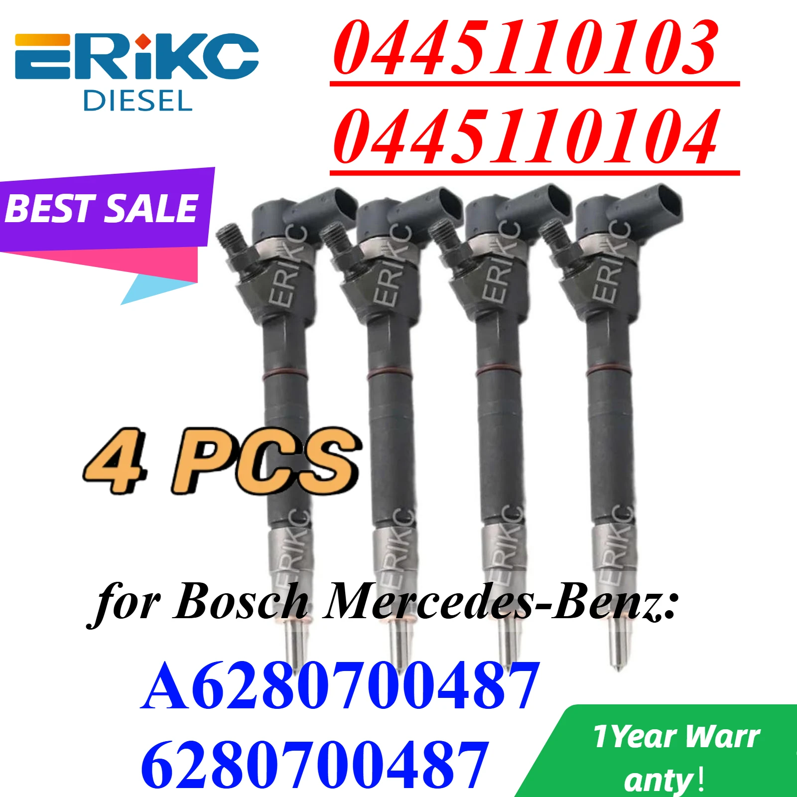 

4 шт. 0445110103 0445110104 Дизельные форсунки 0986435043 Топливные распылители двигателя для Mercedes-Benz A6280700487